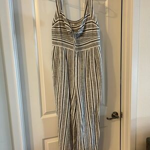 Abound Gray and White Striped Jumpsuit Size M